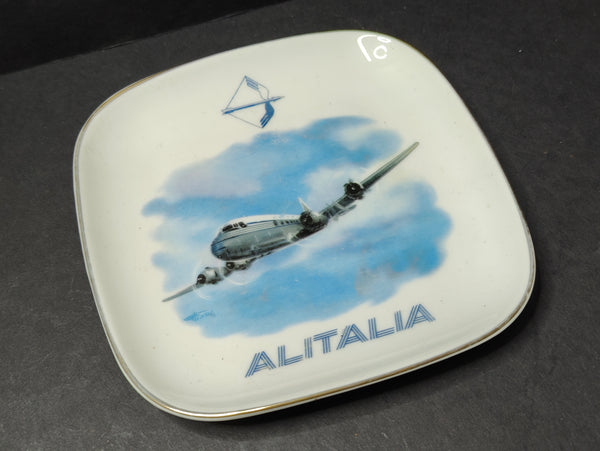b) Ancien et rare cendrier vide poche publicitaire compagnie aérien Alitalia