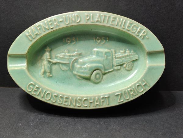 b)  Ancien et rare cendrier publicitaire Hafner plattenlerger Zurich Suisse