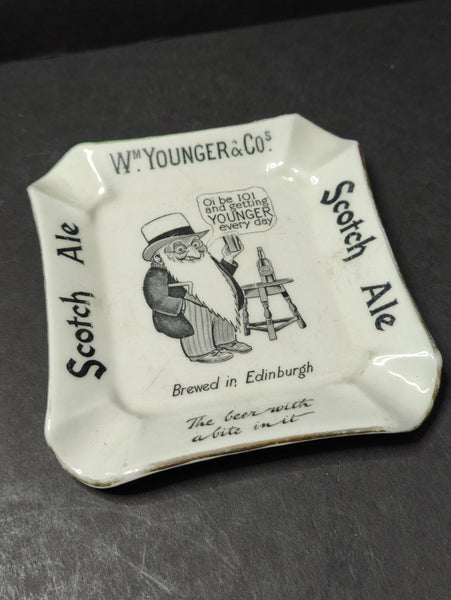 b) Ancien et rare cendrier publicitaire Scotch Younger