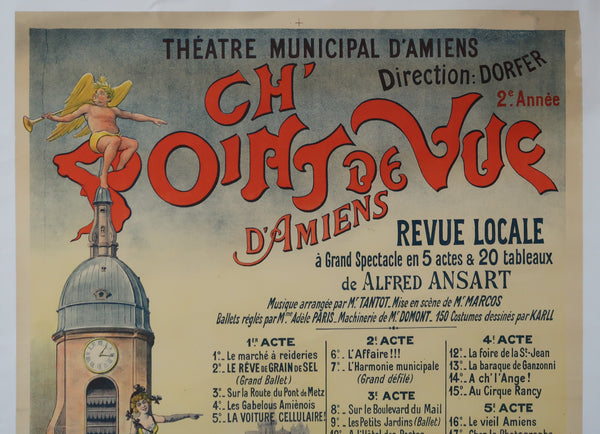 Affiche originale ancienne Ch'Point de Vue d'Amiens
