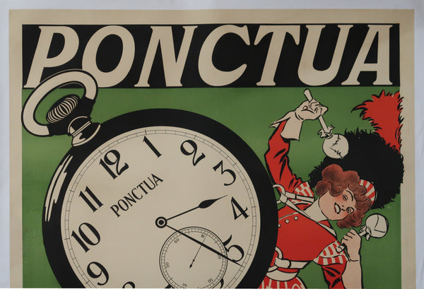 Affiche ancienne originale Montre Ponctua signée Préjelan