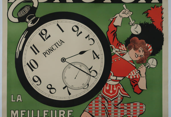 Affiche ancienne originale Montre Ponctua signée Préjelan