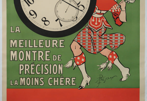 Affiche ancienne originale Montre Ponctua signée Préjelan