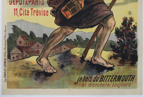 Affiche originale ancienne apéritif Bittermouth de Cadillac