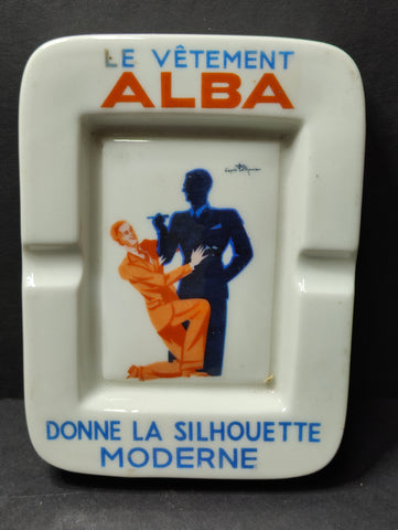 Ancien et rare cendrier publicitaire vêtement Alba