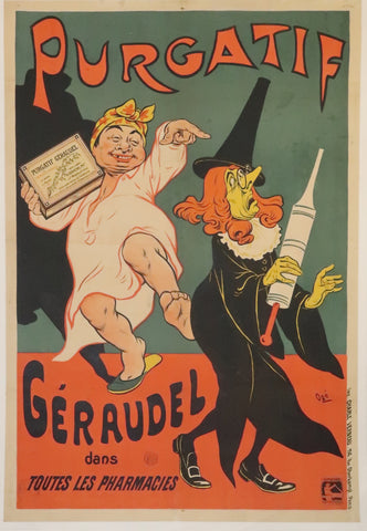 Ancienne affiche originale Purgatif Géraudel d'après Ogé