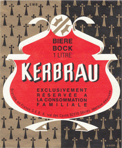 Etiquette de bière Kerbrau originale ancienne brasserie 