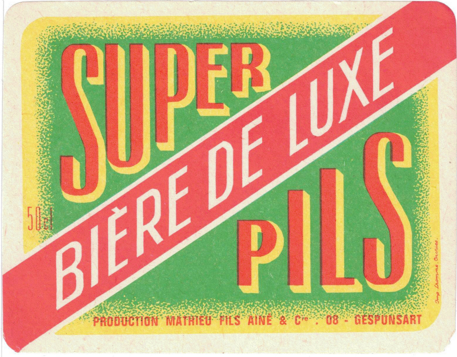 Etiquette de bière luxe originale ancienne brasserie Agon Floing