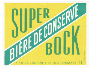 Etiquette de bière conserve originale ancienne brasserie Agon Floing