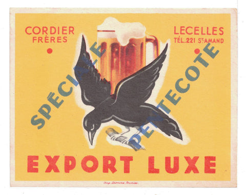 Etiquette de brasserie du Corbeau originale ancienne bière spéciale pentecôte