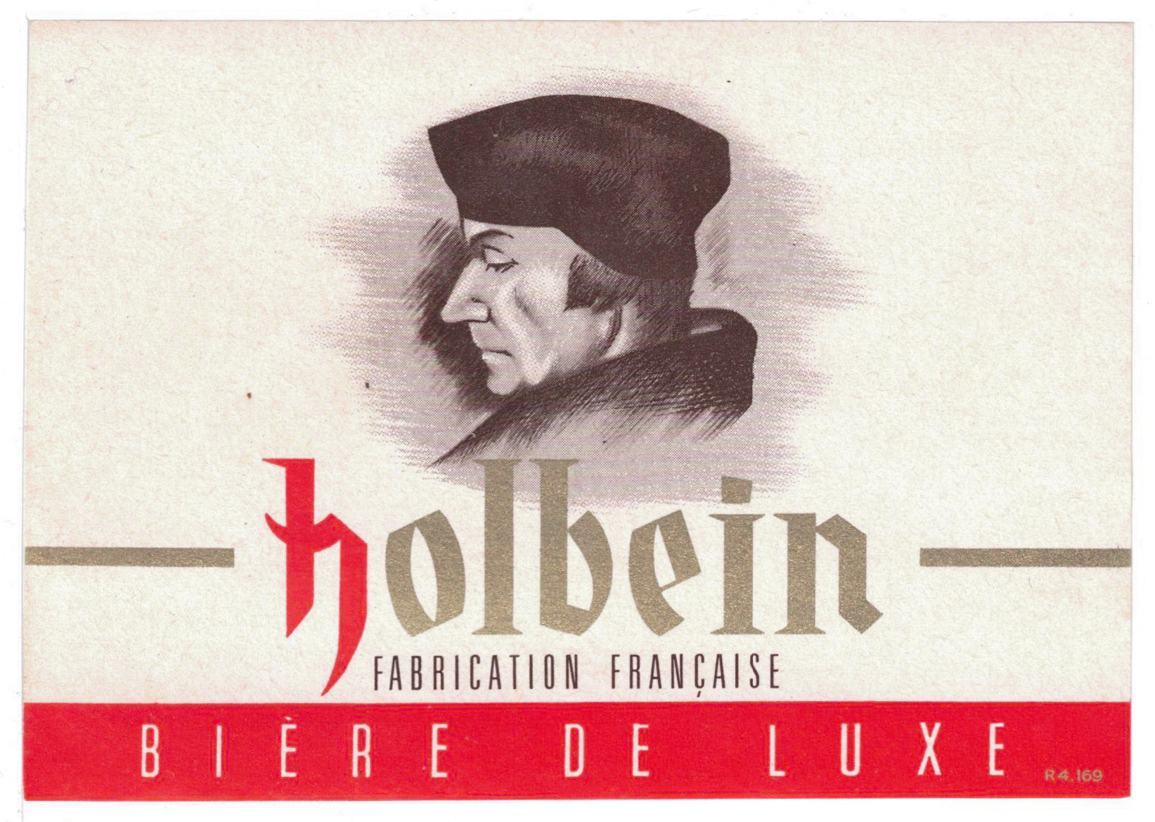 Etiquette de brasserie Holbein Arcueil originale ancienne bière de Luxe