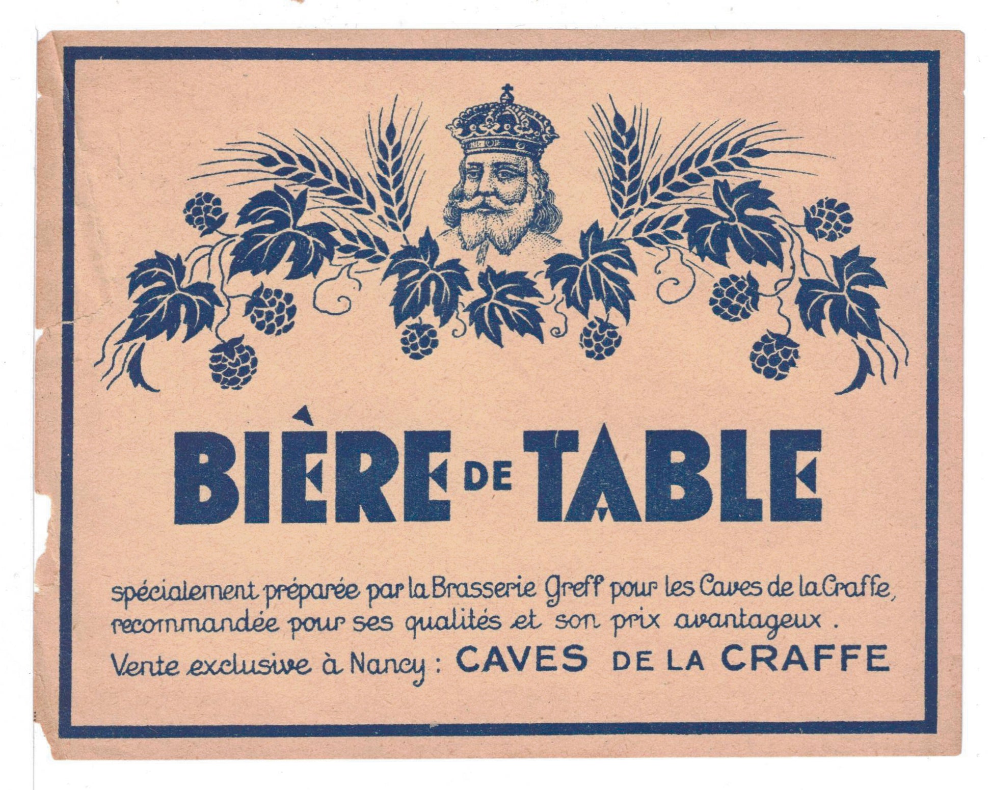 Etiquette de brasserie Greff Nancy originale ancienne bière de table