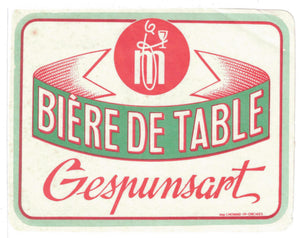 Etiquette de brasserie Gespunsart originale ancienne bière de table