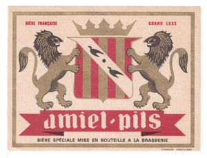 Etiquette de brasserie Amiel originale ancienne bière Pils