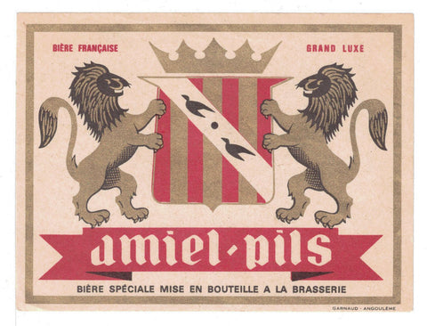 Etiquette de brasserie Amiel originale ancienne bière Pils