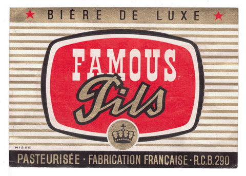 Etiquette de brasserie originale ancienne bière Famous Pils