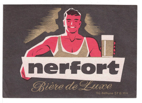 Etiquette de brasserie Nerfort originale ancienne bière de luxe