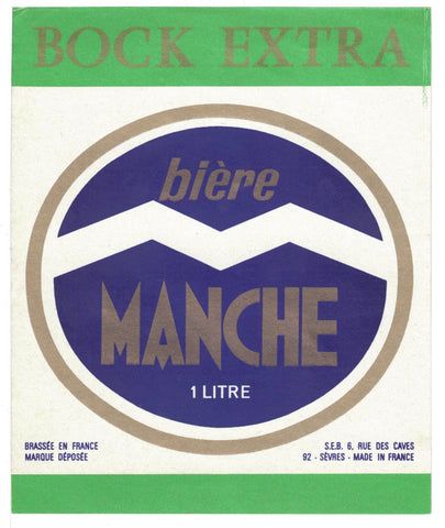 Etiquette de bière originale Bock Extra ancienne brasserie de la Manche