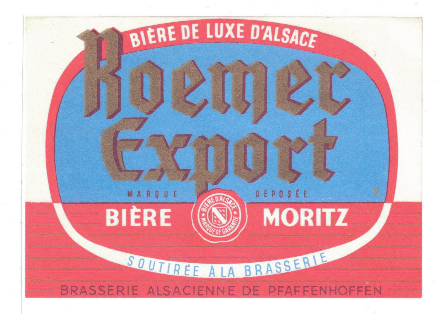 Etiquette de brasserie Roemer originale ancienne bière export