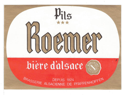 Etiquette de brasserie Roemer originale ancienne bière pils