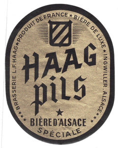 Etiquette de brasserie Haag originale ancienne bière d'Alsace