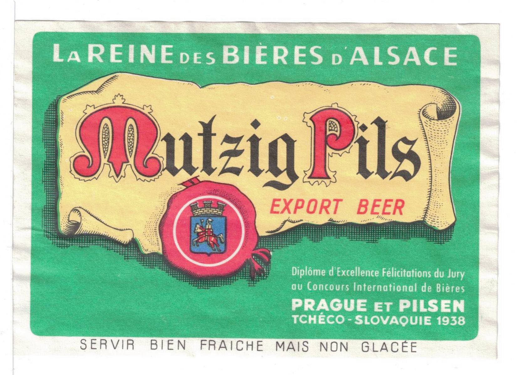 Etiquette de brasserie Mutzig originale ancienne bière export beer pils