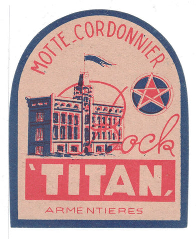 Etiquette de brasserie Motte Cordonnier originale ancienne bière bock titan