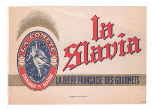 Etiquette de brasserie la Slavia originale ancienne bière des gourmets