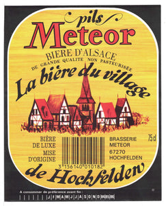 Etiquette de brasserie originale ancienne bière Meteor village Pils