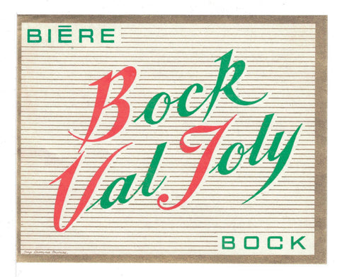 Etiquette de brasserie originale ancienne bière Bock Val Joly