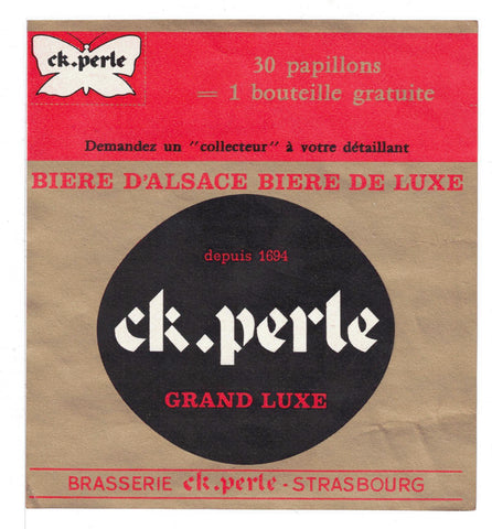 Etiquette de brasserie Perle originale ancienne bière de luxe