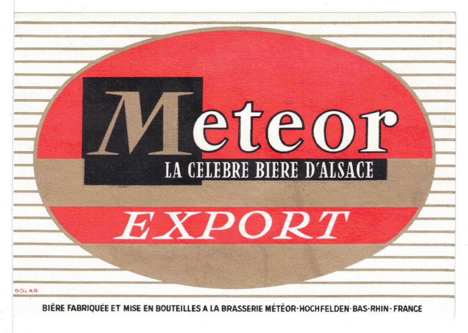 Etiquette de brasserie Meteor originale ancienne bière export