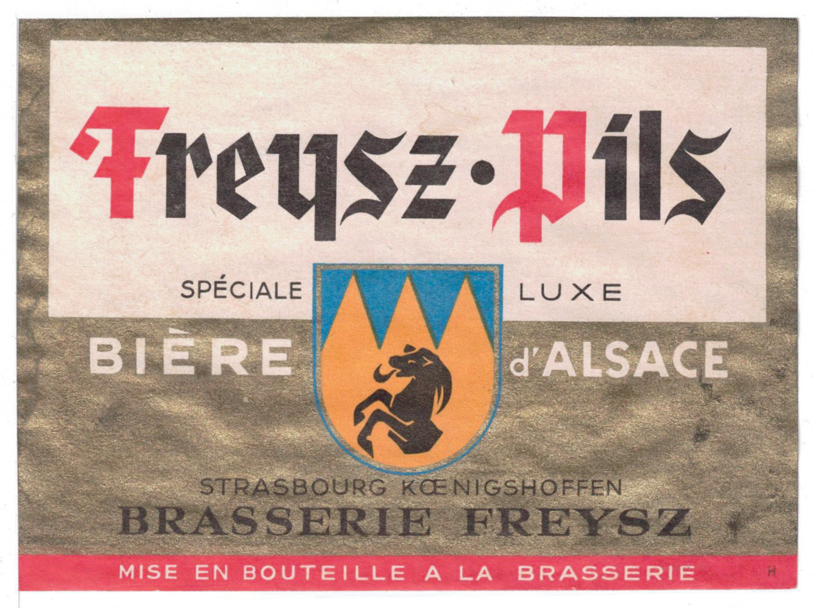 Etiquette de brasserie Freyz originale ancienne bière spéciale luxe