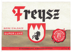 Etiquette de brasserie Freyz originale ancienne bière super luxe