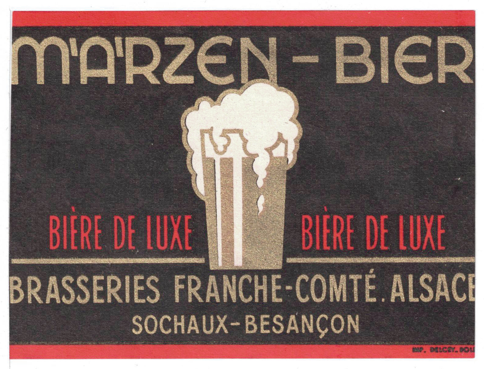 Etiquette de brasserie Franche Comté originale, ancienne bière Marzen