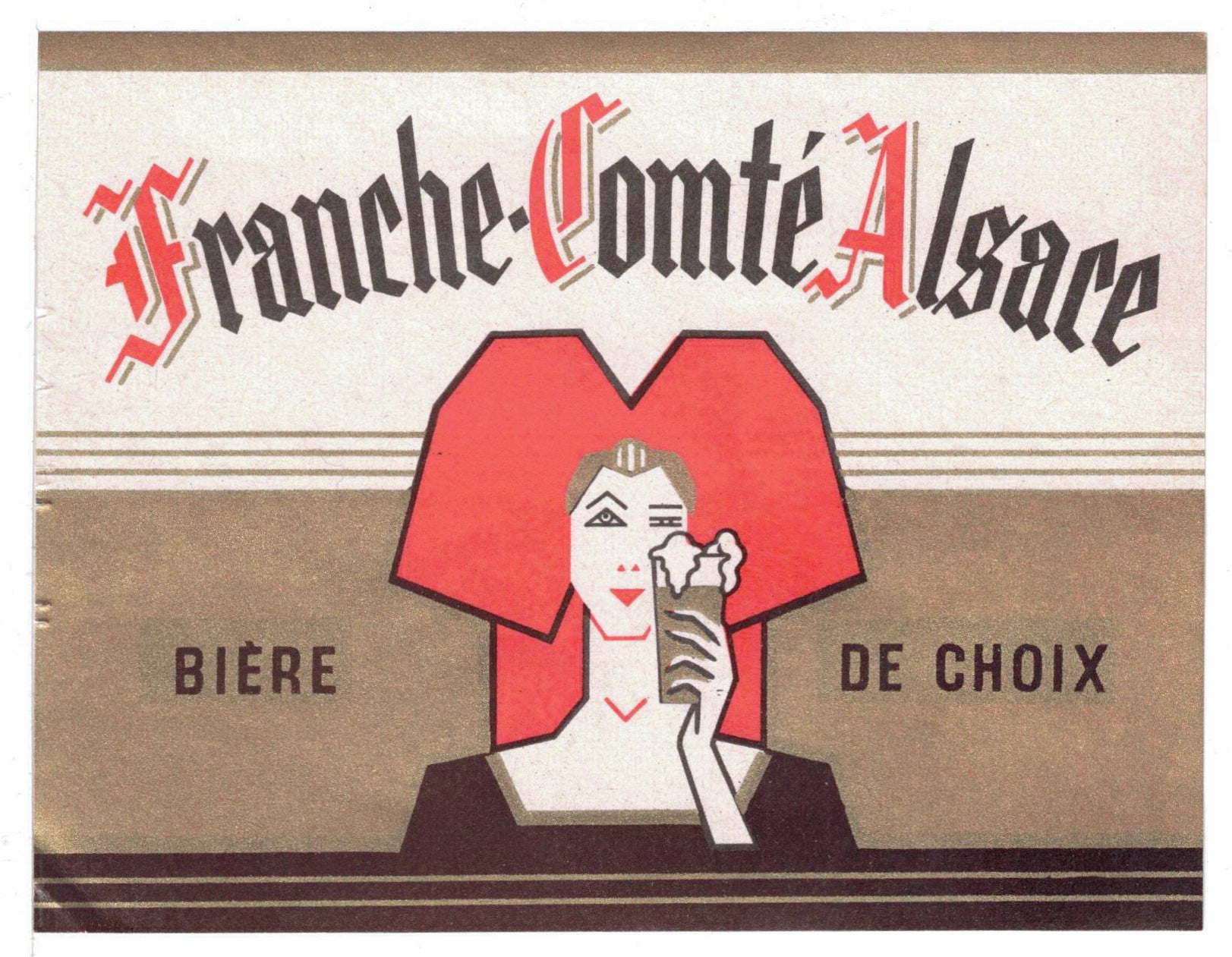 Etiquette de brasserie de Franche Comté originale ancienne bière de choix