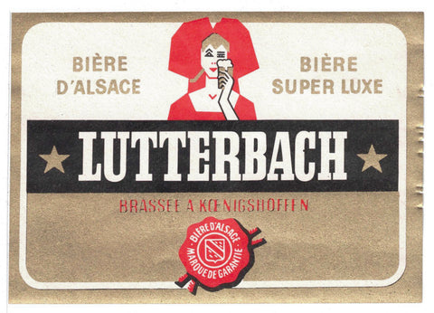 Etiquette de brasserie de Lutterbach originale ancienne bière super luxe