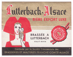 Etiquette de brasserie de Lutterbach originale ancienne bière export luxe