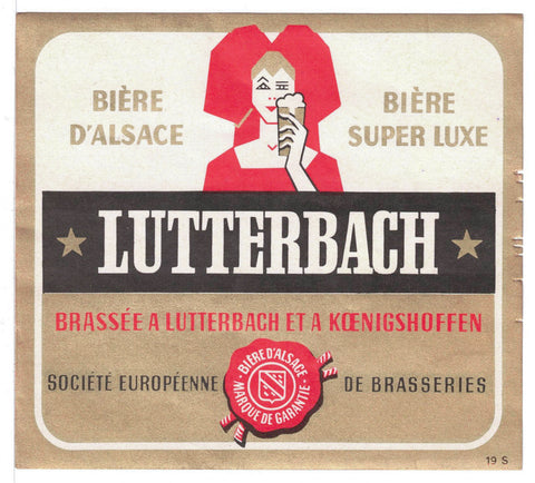 Etiquette de brasserie de Lutterbach originale ancienne bière super luxe