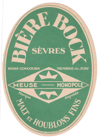 Etiquette de brasserie la Meuse originale ancienne bière bock