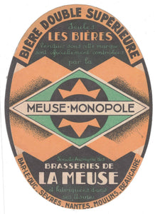 Etiquette de brasserie la Meuse originale ancienne bière double supérieur