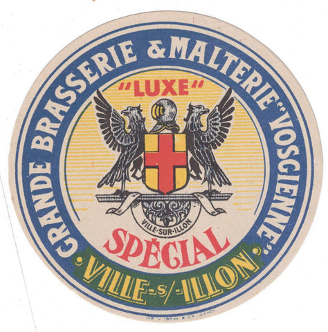 Etiquette de brasserie de Ville-sur-Illon originale ancienne bière spéciale