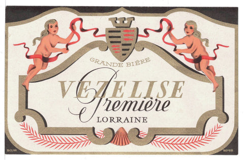 Etiquette de brasserie Vézelise originale ancienne bière première