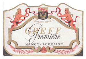 Etiquette de brasserie Greff originale ancienne bière première