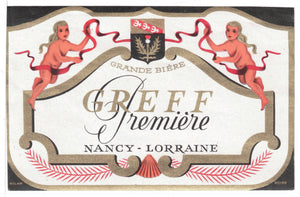 Etiquette de brasserie Greff originale ancienne bière première