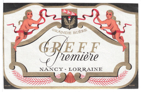 Etiquette de brasserie Greff originale ancienne bière première