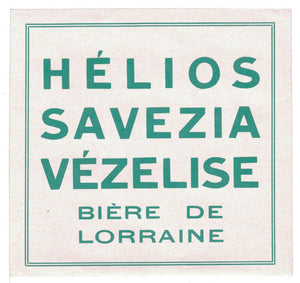 Etiquette de brasserie Vézelise originale ancienne bière Hélios Savezia