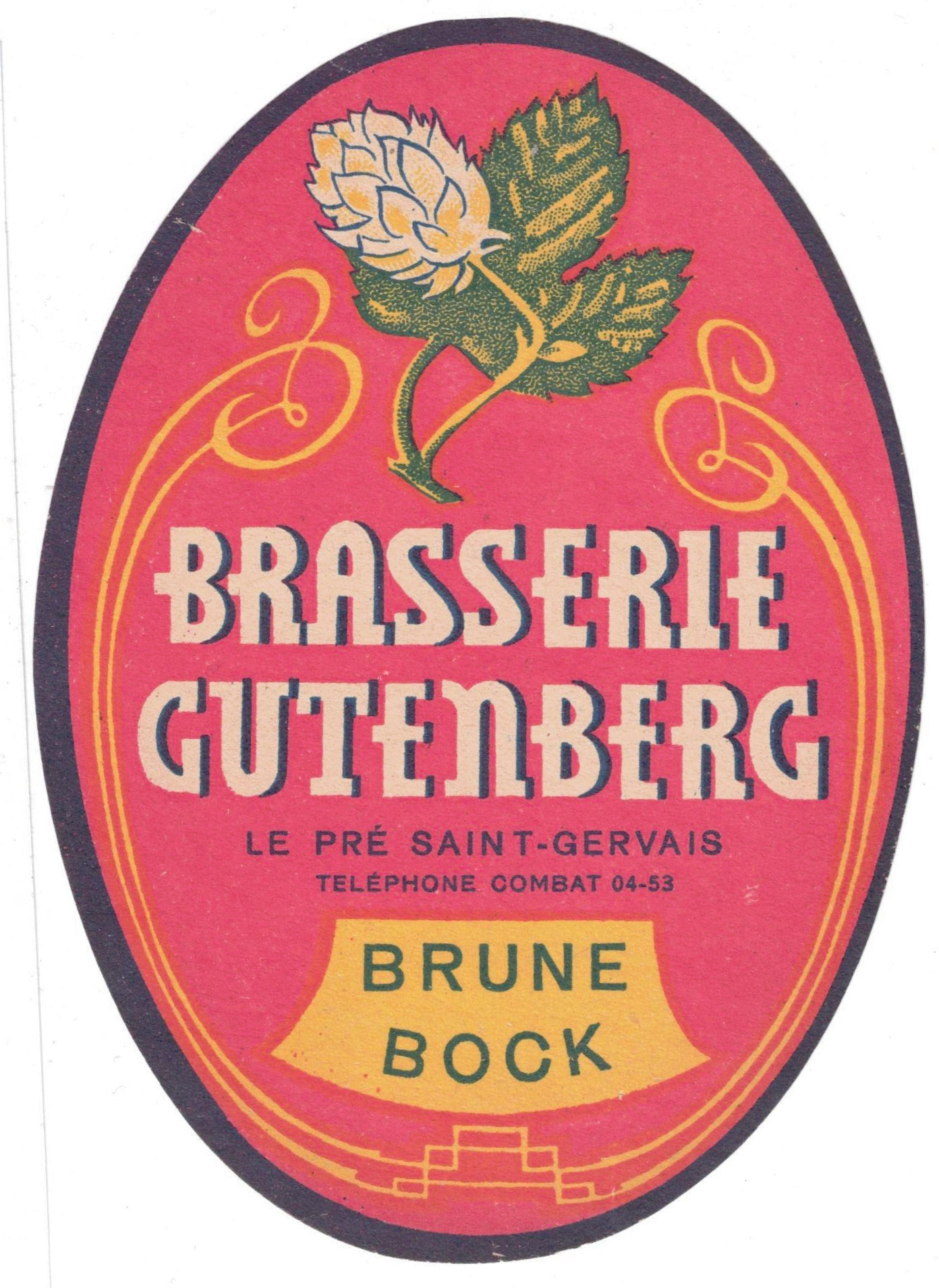 Etiquette de brasserie Gutenberg originale ancienne bière brune bock