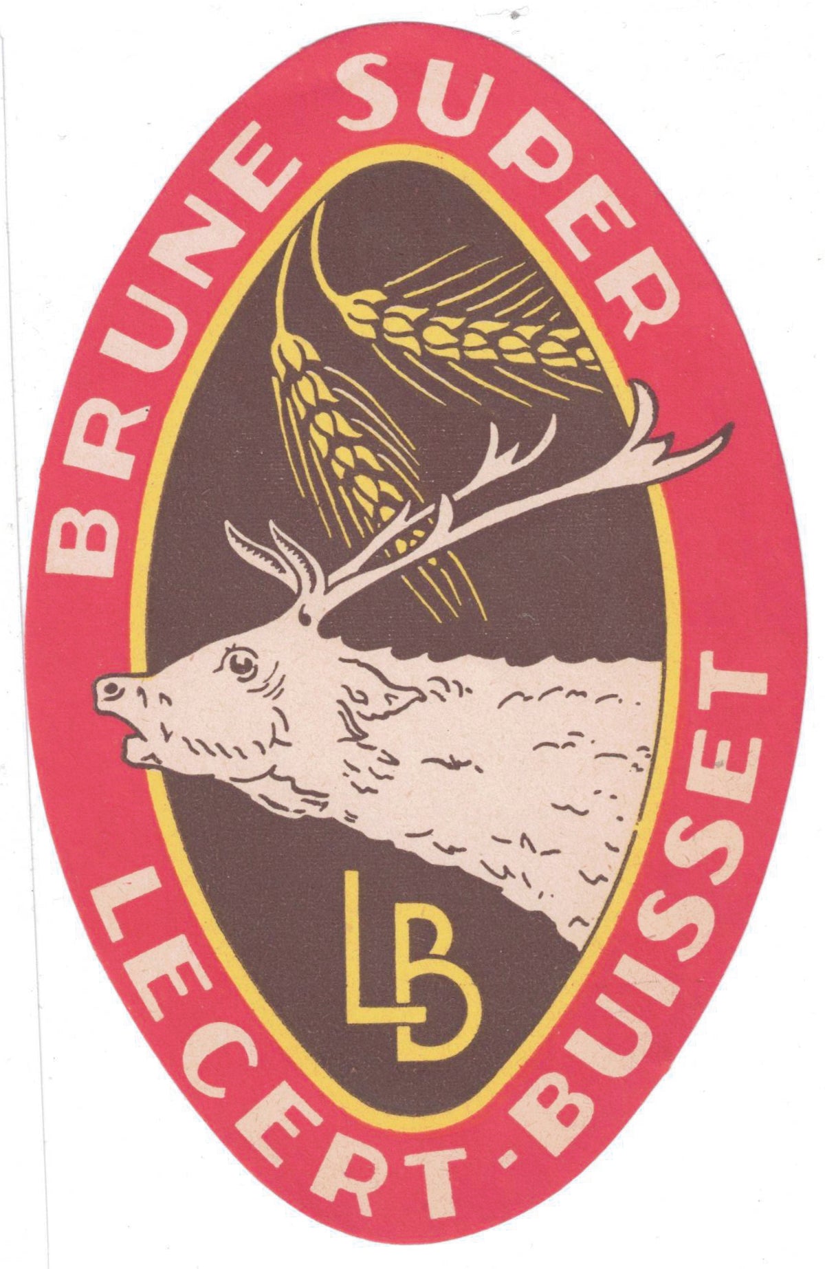 Etiquette de brasserie Lecert Buisset originale ancienne bière brune super