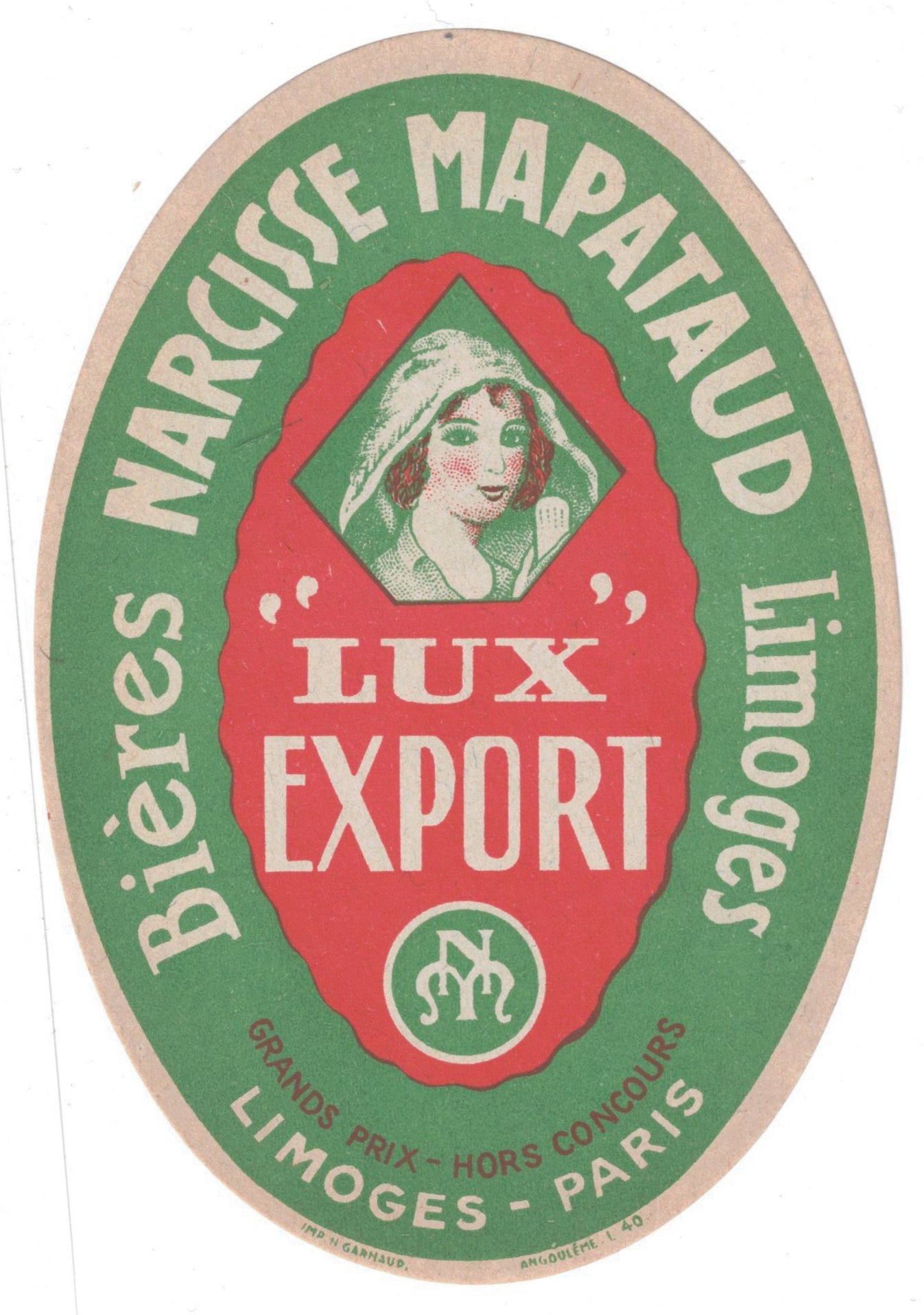 Etiquette de brasserie Mapataud originale ancienne bière lux export